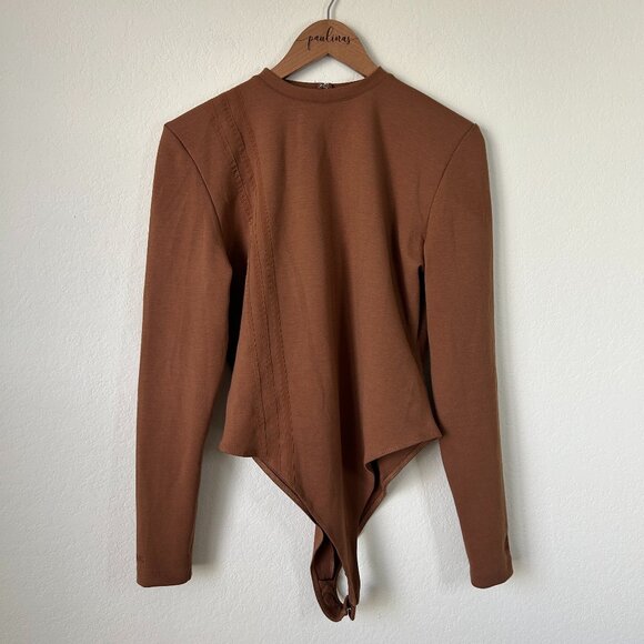 IVY PARK Tops - Adidas Ivy Park Bodysuit Womens XL Brown Beyonce Long Sleeve 3 Stripe Athletic